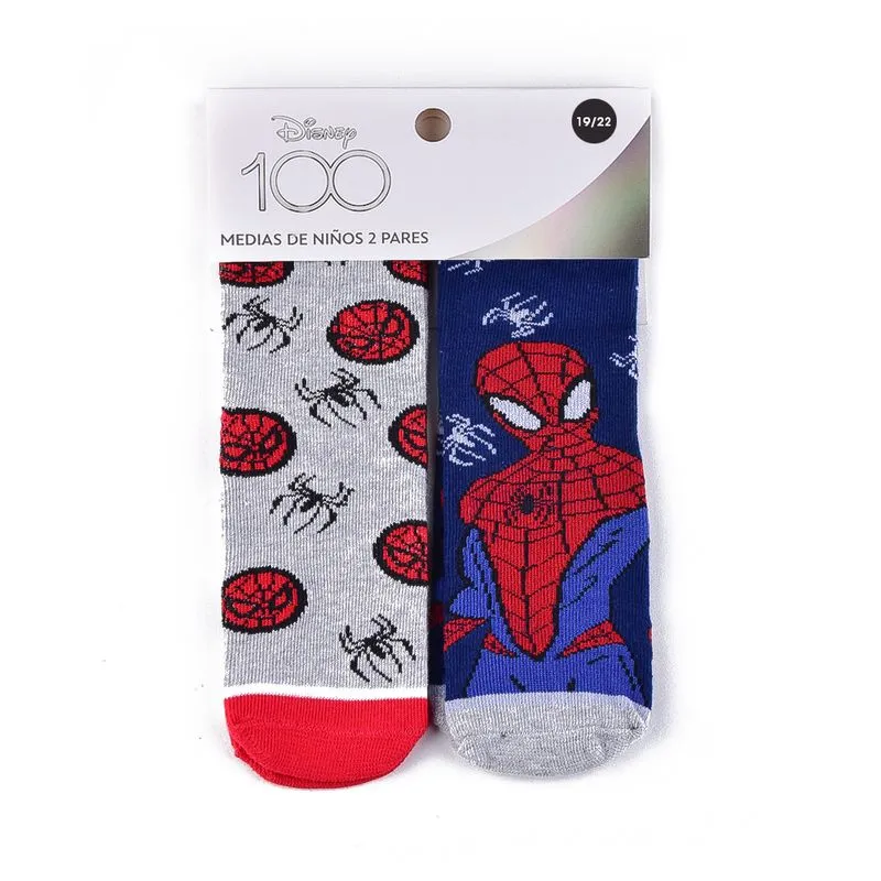 PACK DE MEDIAS PARA NIÑO SPIDERMAN X 2 TALLES 19 AL 22