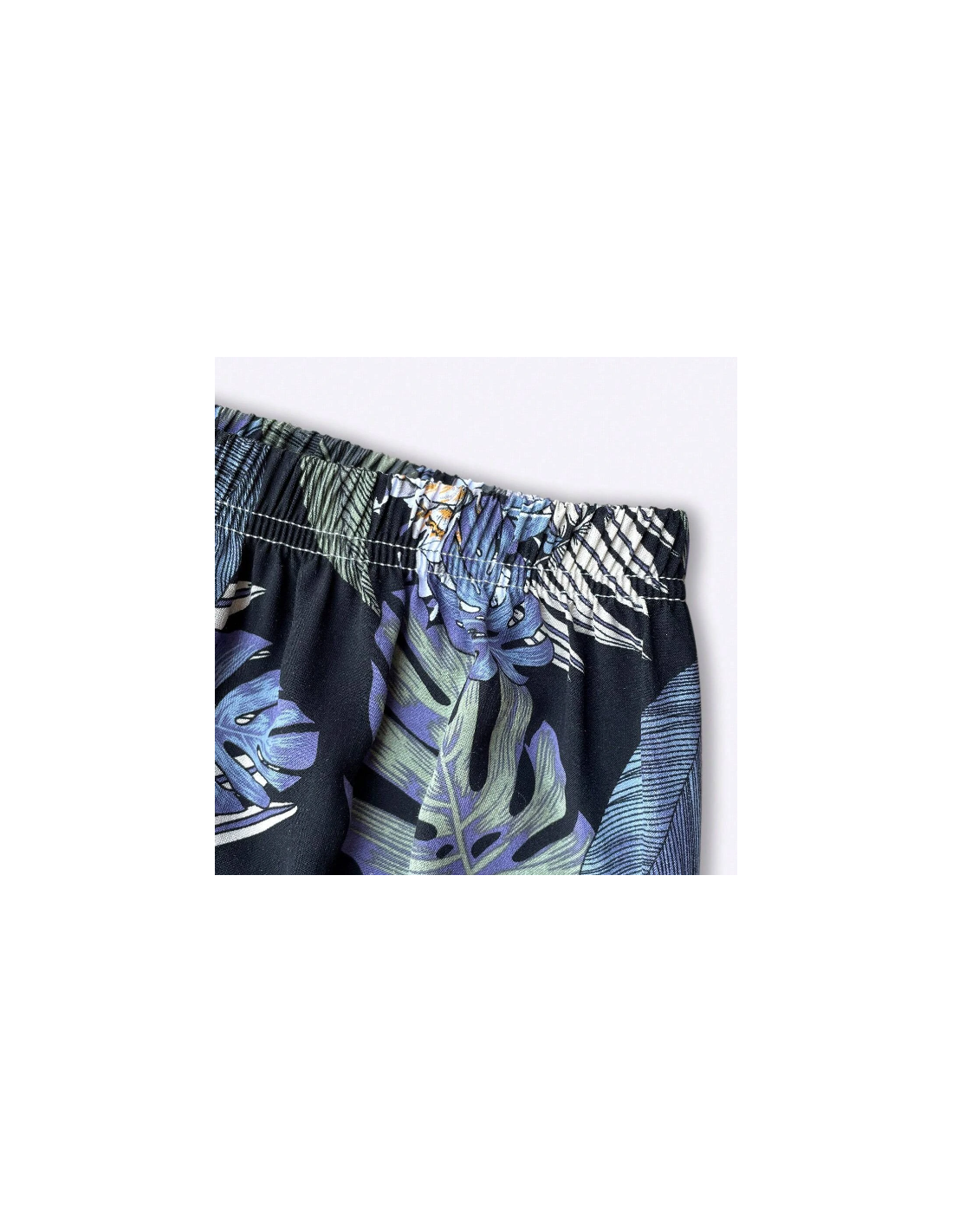 Pantalón Ancho Estampado Tropical Azul