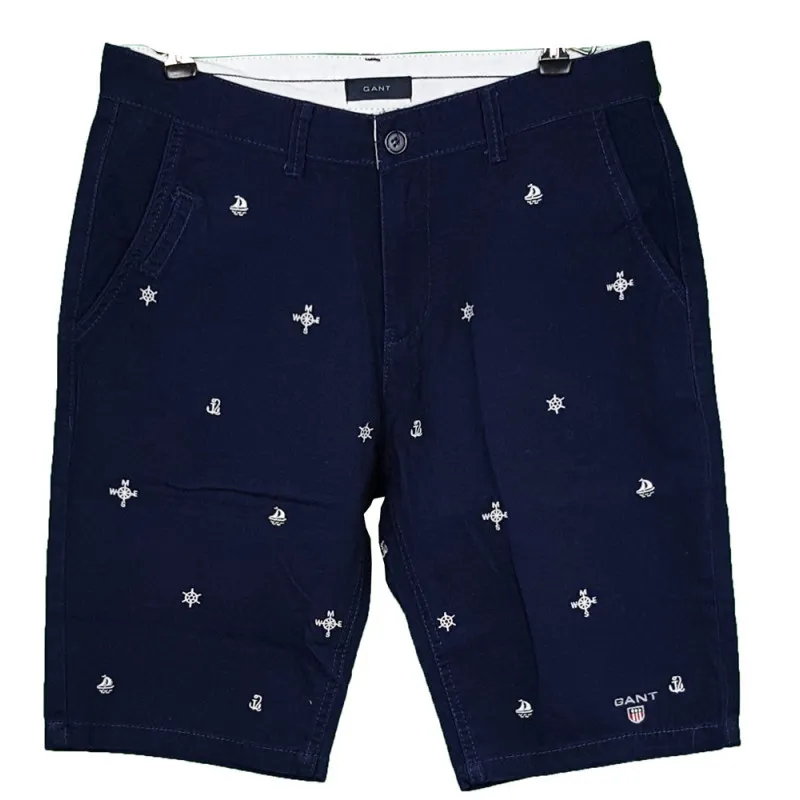 Pantalón Corto de Sarga Gant Hombre Azul Marino Ref.3354