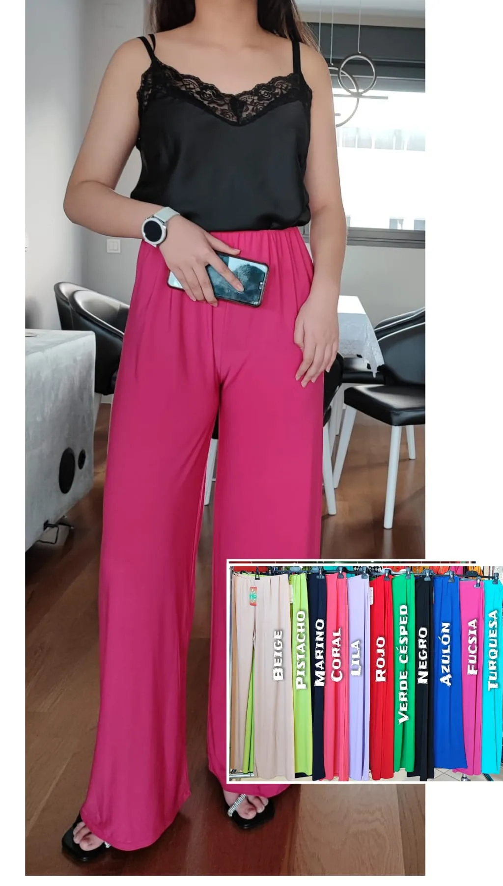 Pantalón Palazzo Liso Mujer Talla Grande