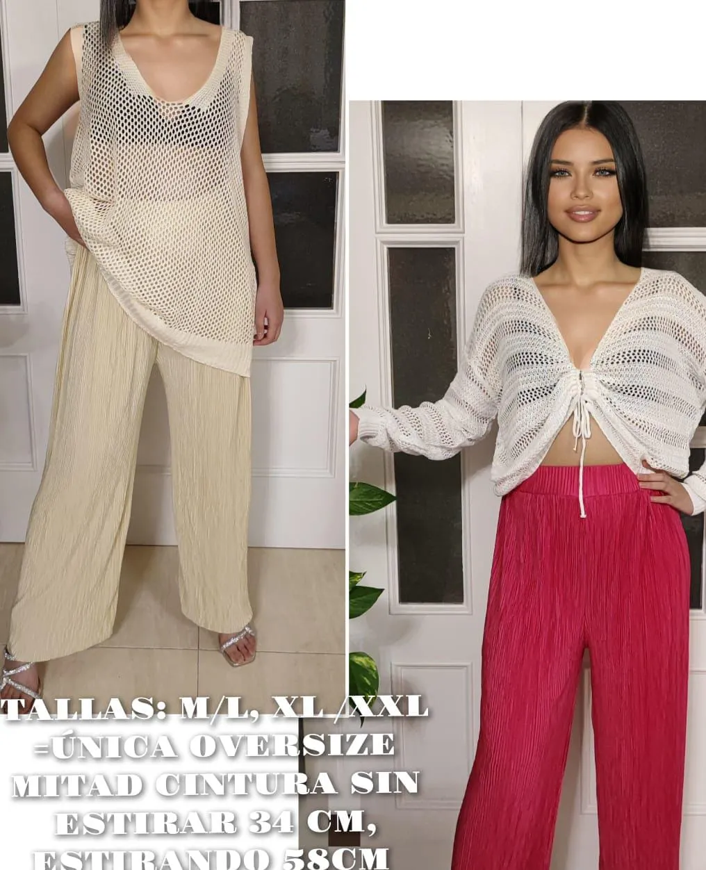 Pantalón Plisado Palazzo Mujer Talla Grande