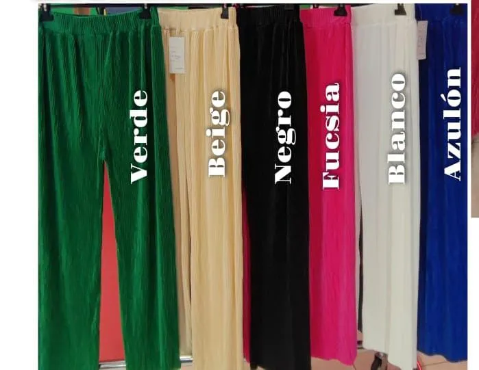 Pantalón Plisado Palazzo Mujer Talla Grande