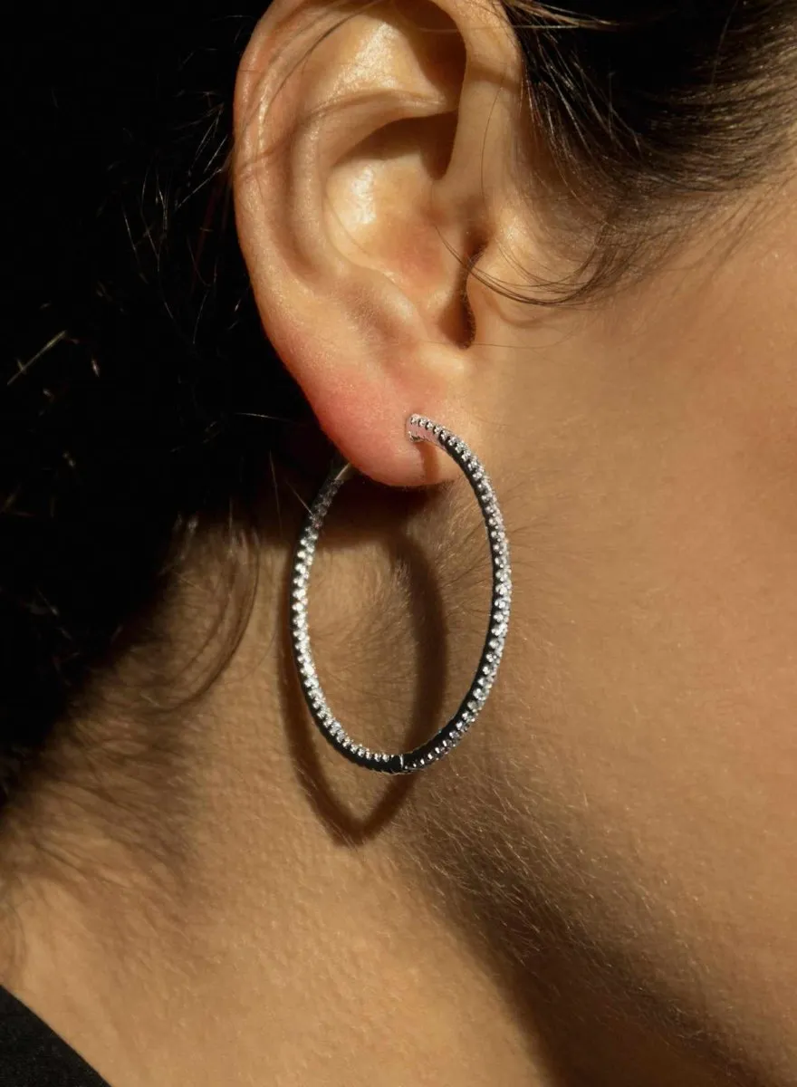 Pendientes aros con carril de circonitas tamao mediano