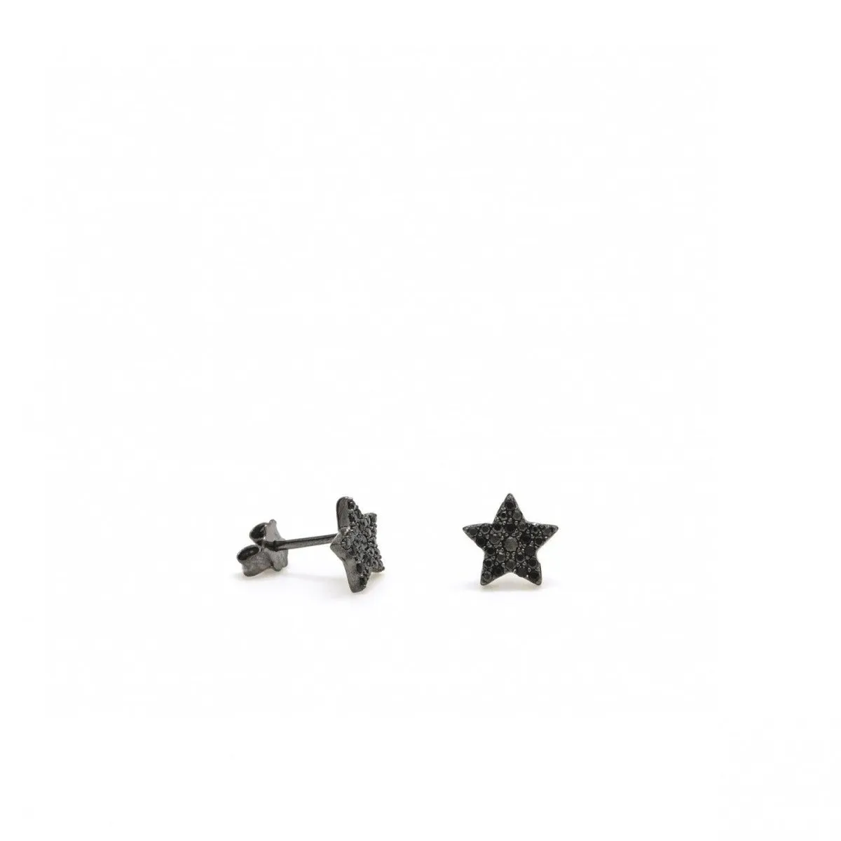 Pendientes brillantes pequeos motivo estrella y bao de rutenio