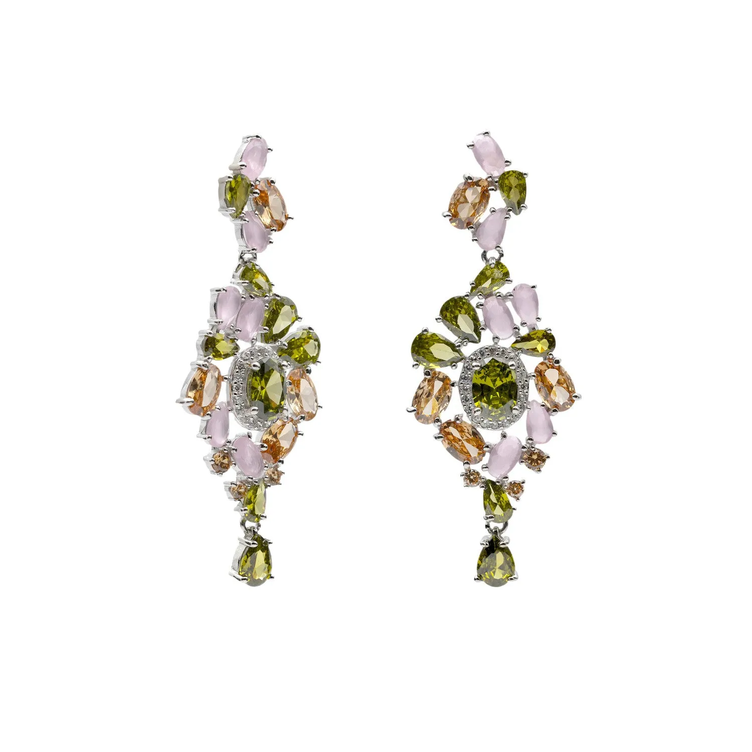 Pendientes con piedras largos barrocos en tonos suaves