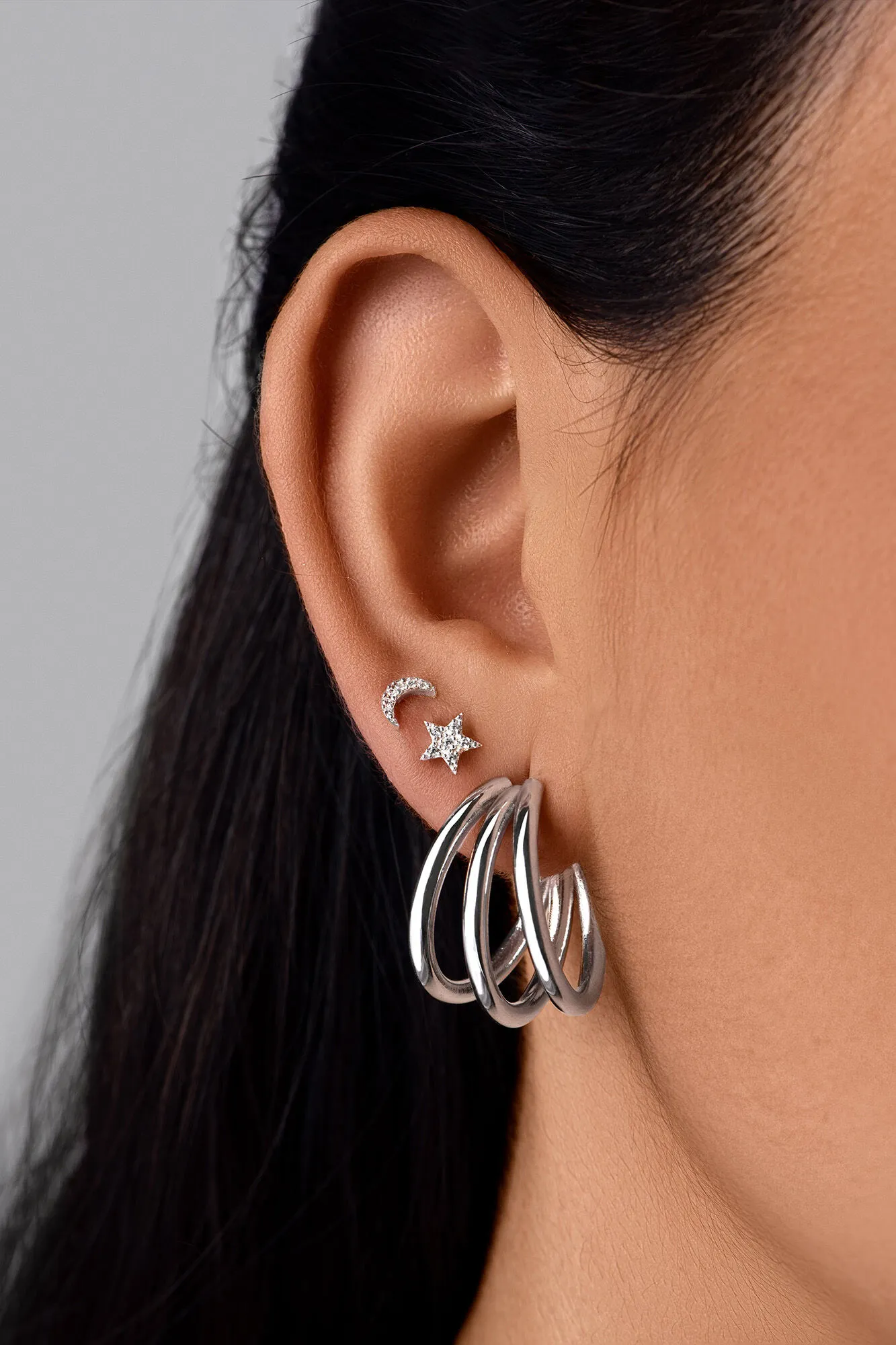 Pendientes Moon & Star Plata