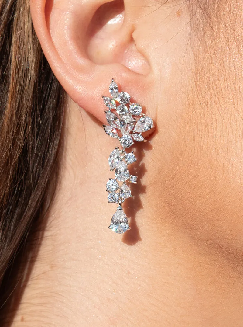 Pendientes novia plata y circonitas con distintas tallas