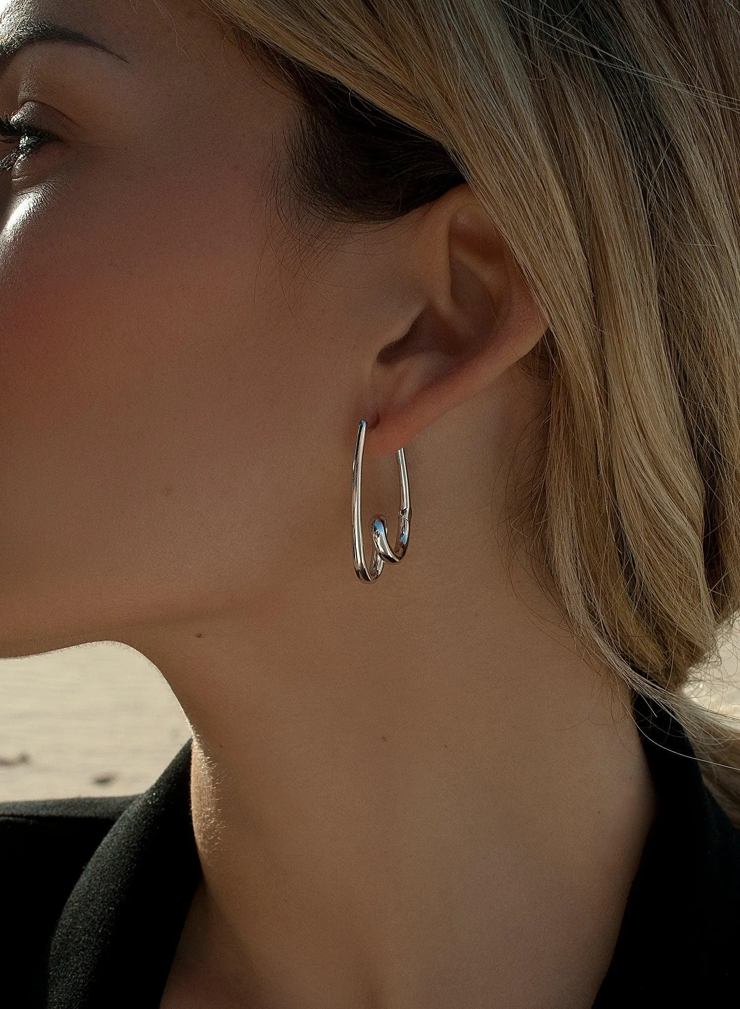 Pendientes originales de plata diseo de tirabuzón