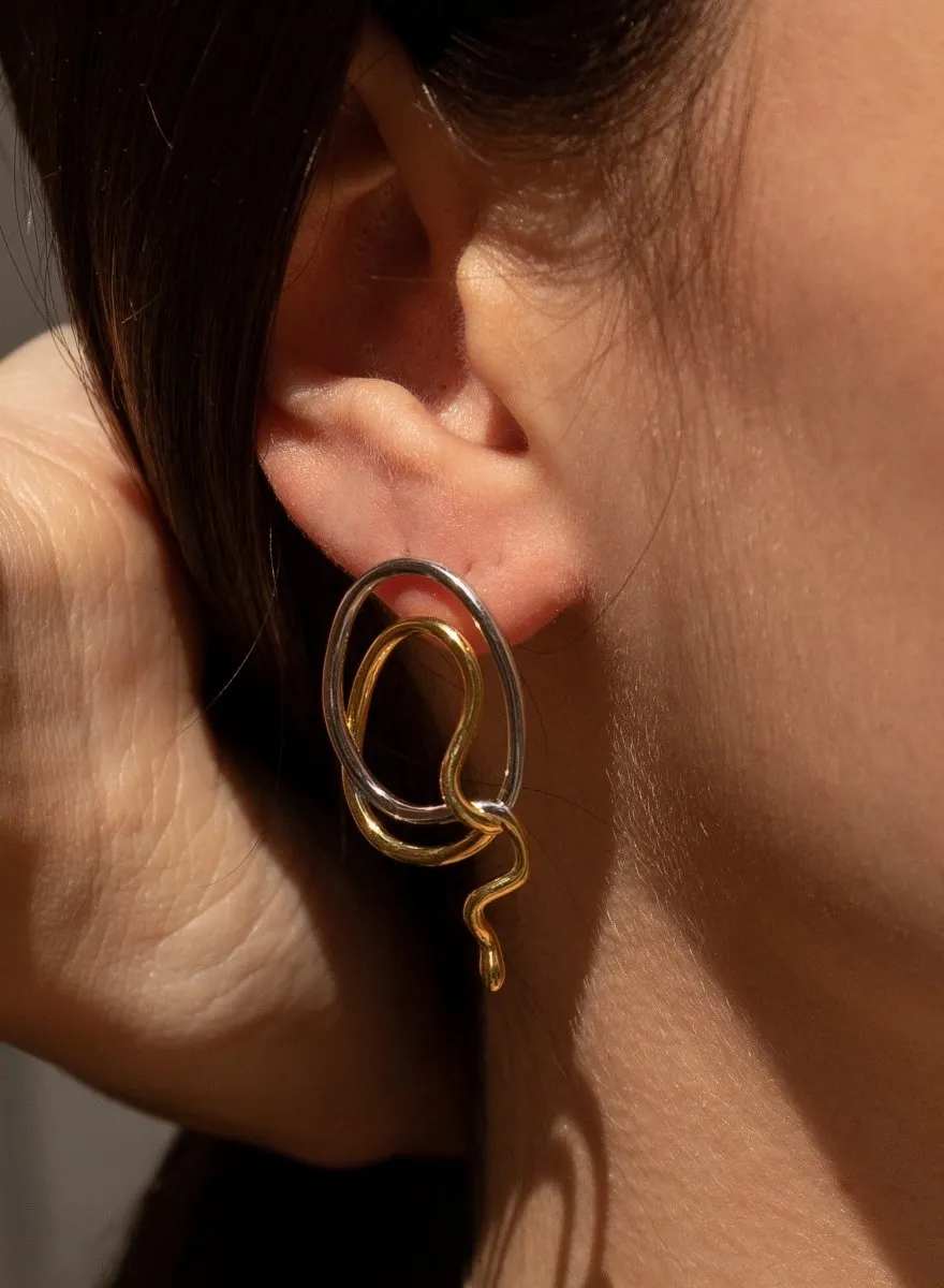 Pendientes originales de plata motivo circular irregular