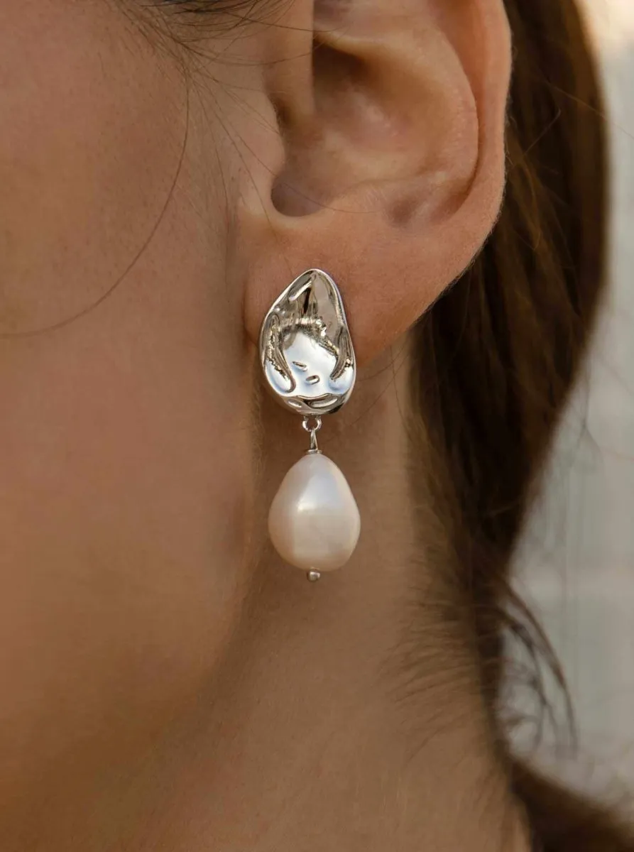 Pendientes perla colgante diseo líquido irregular
