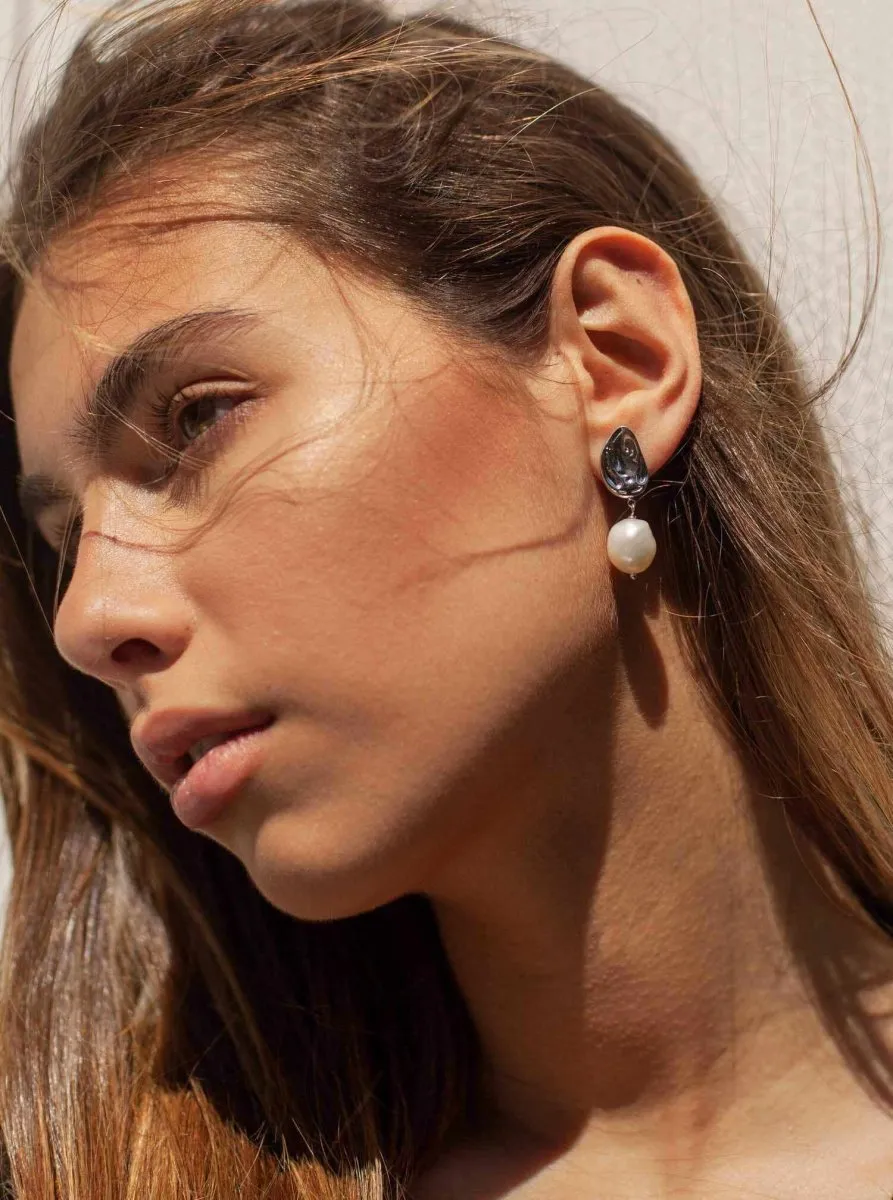 Pendientes perla colgante diseo líquido irregular