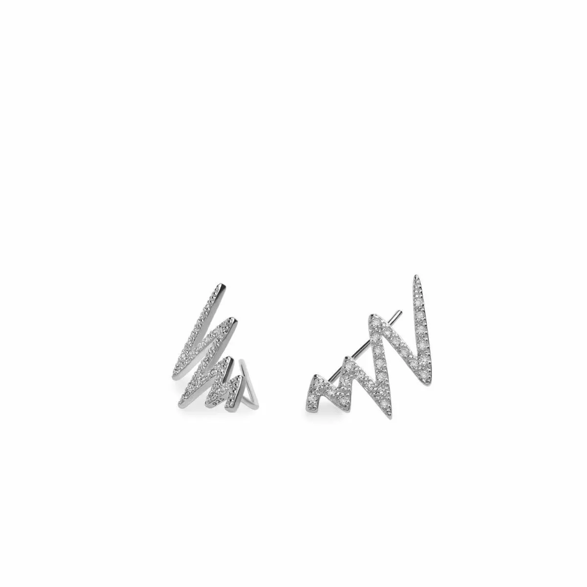Pendientes trepadores de plata diseo zig zag