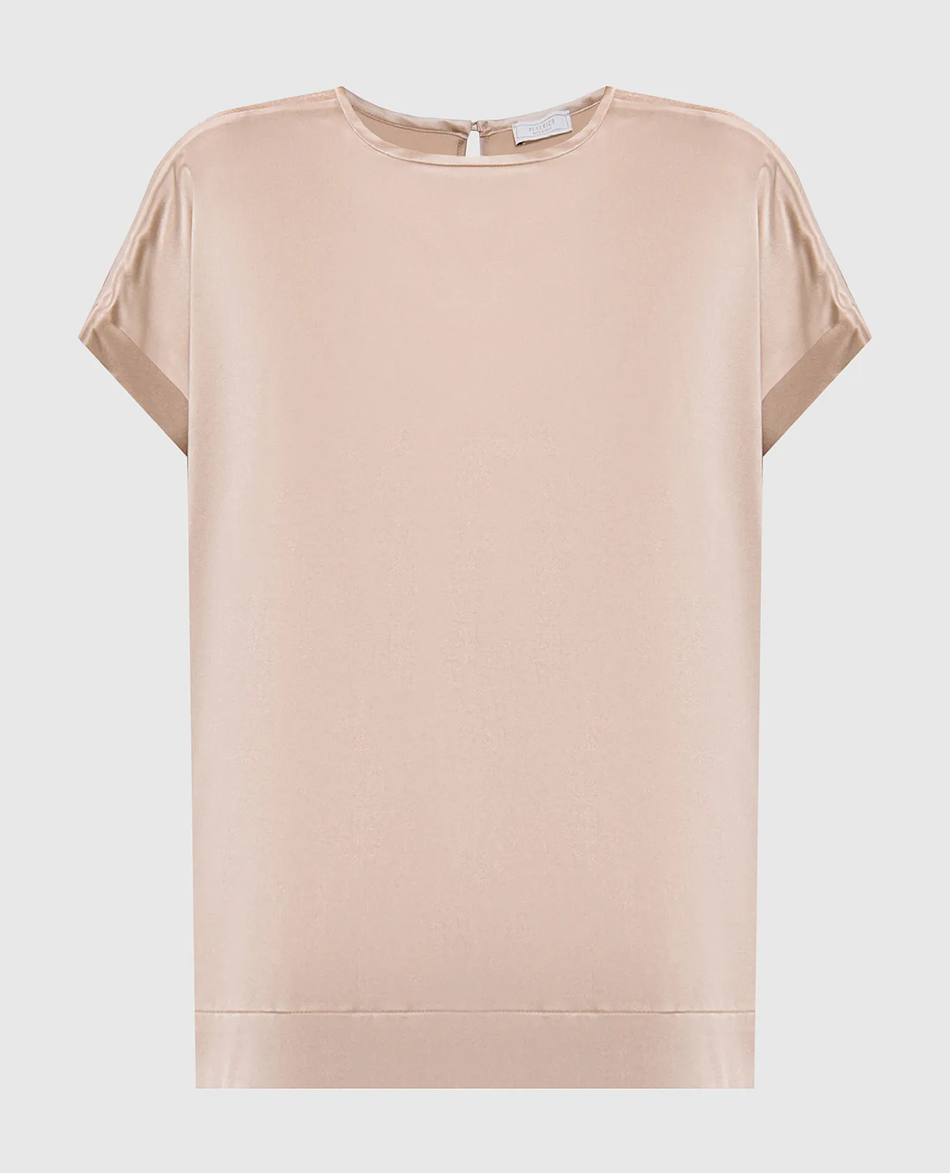 Peserico Brown silk top with monil chain