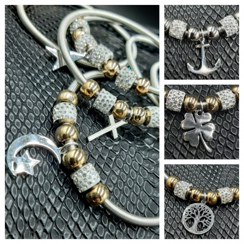 PULSERA DE ACERO  ESTILO PANDORA