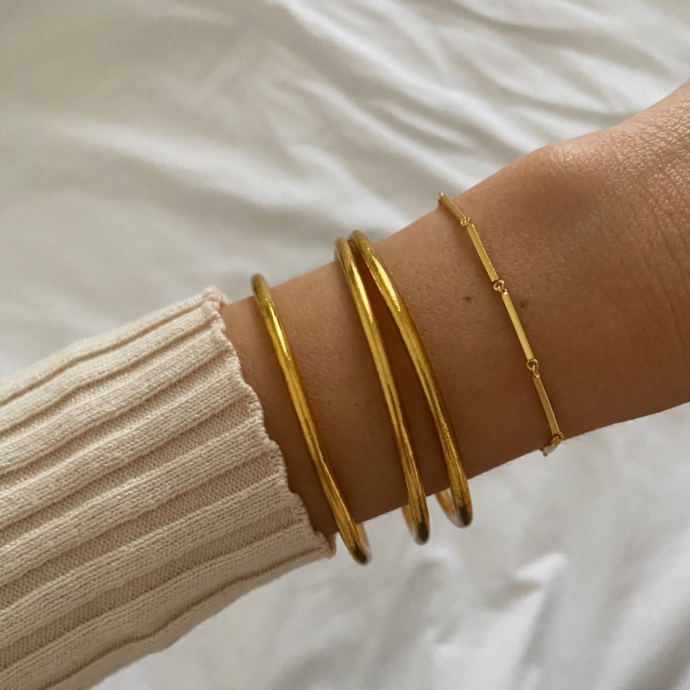 Pulsera Pan de Oro Dorada Fina