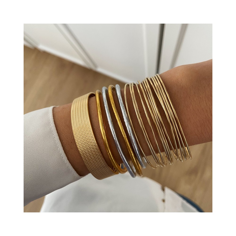 Pulsera Pan de Oro Plateada Fina