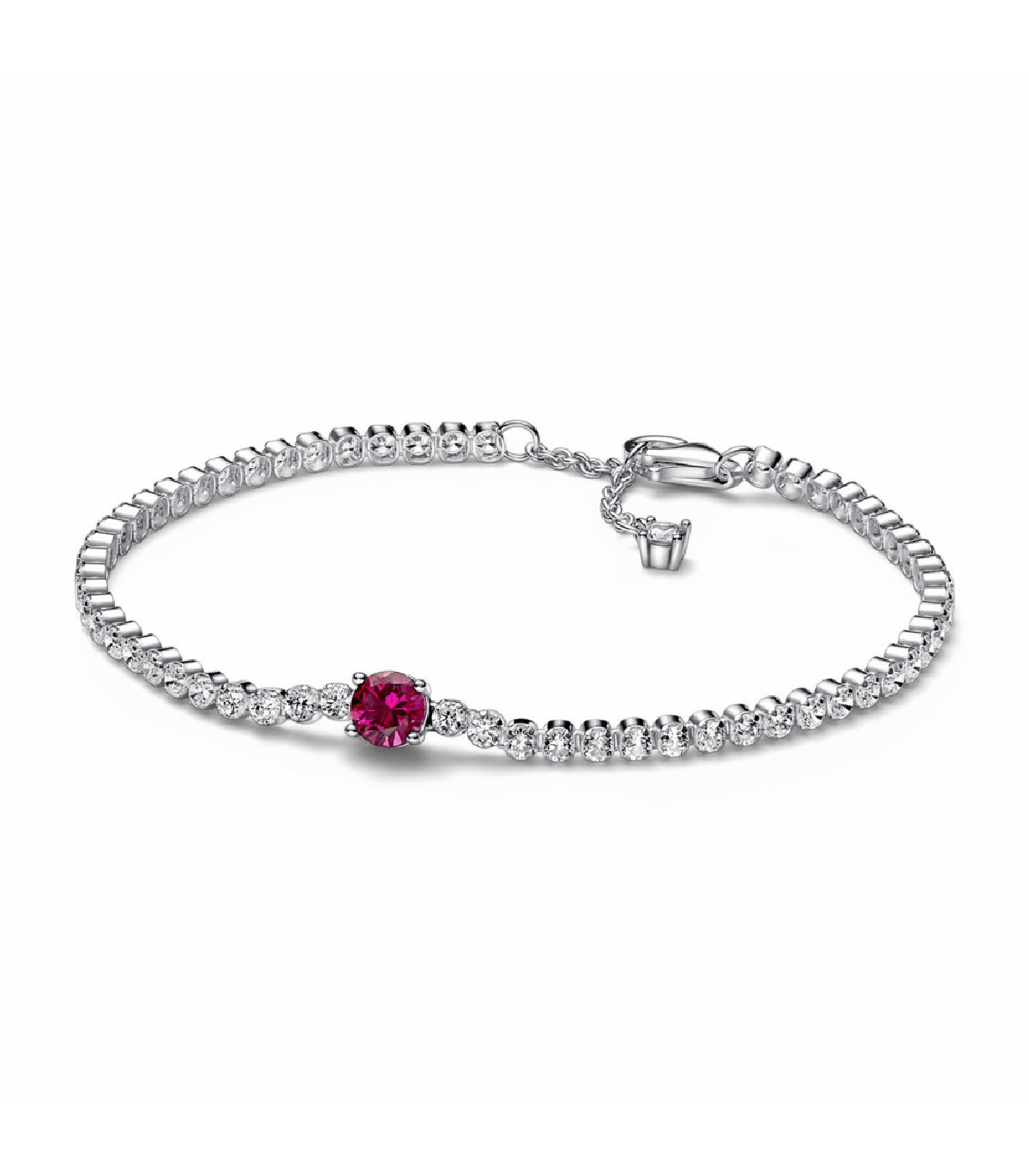 PULSERA PANDORA TENIS GEMA ROJA REDONDA EN PAVé  592403C01