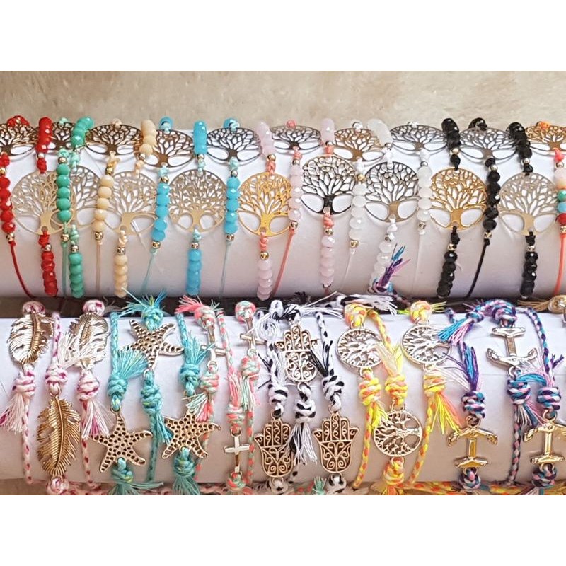 PULSERAS ANCLA MANO FATIMA CON EXPOSITOR INCLUIDO