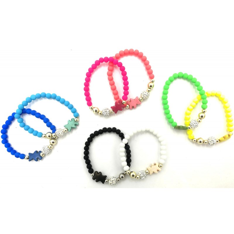 Pulseras de Osito con perlas de cristal y piedra