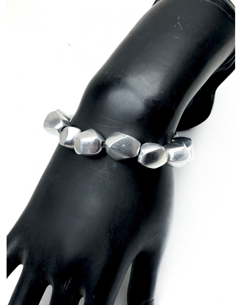 PULSERAS PLATA  BOLAS EXGONALES
