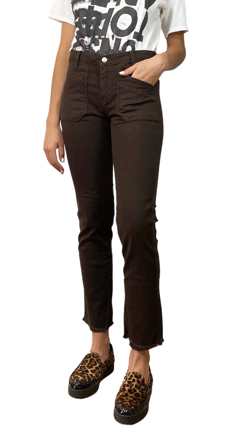 QÜINA Pantalón Café Desflecado