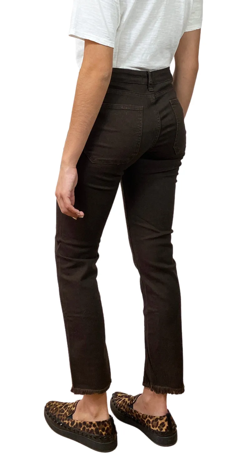 QÜINA Pantalón Café Desflecado