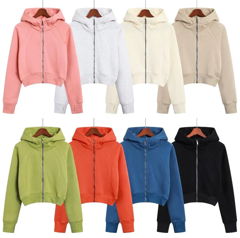 Ruru Yoga Suit Scuba Mujer Ocio Deportes Sudadera con Capucha Suéter Otoño Invierno Felpa Espesada Cremallera Abrigo