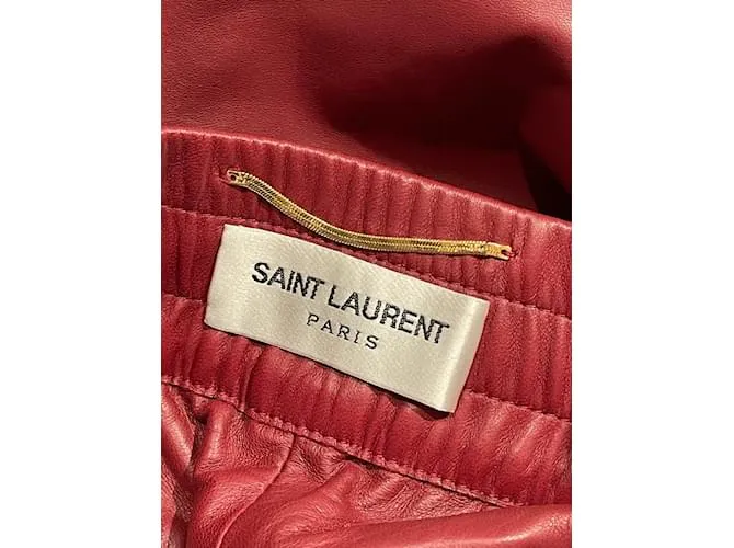 SAINT LAURENT Camiseta corta.Cuero L Internacional Roja 