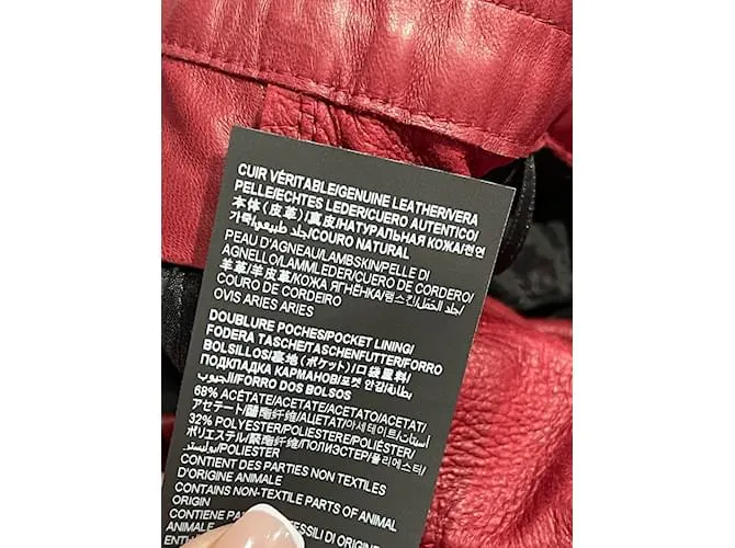 SAINT LAURENT Camiseta corta.Cuero L Internacional Roja 