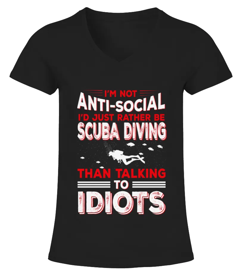 SCUBA DIVING ANTI SOCIAL CAMISETA CUELLO PICO MUJER
