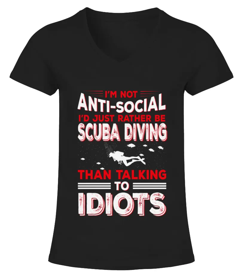 SCUBA DIVING ANTI SOCIAL CAMISETA CUELLO PICO MUJER