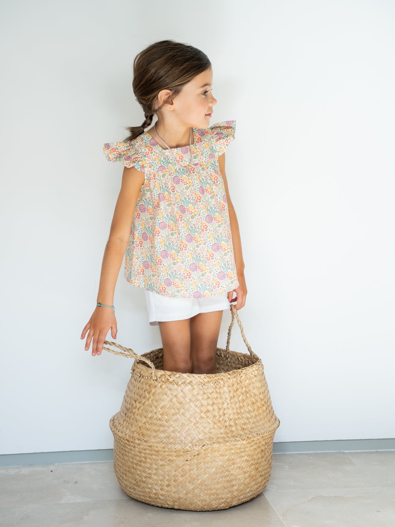 Short lino blanco