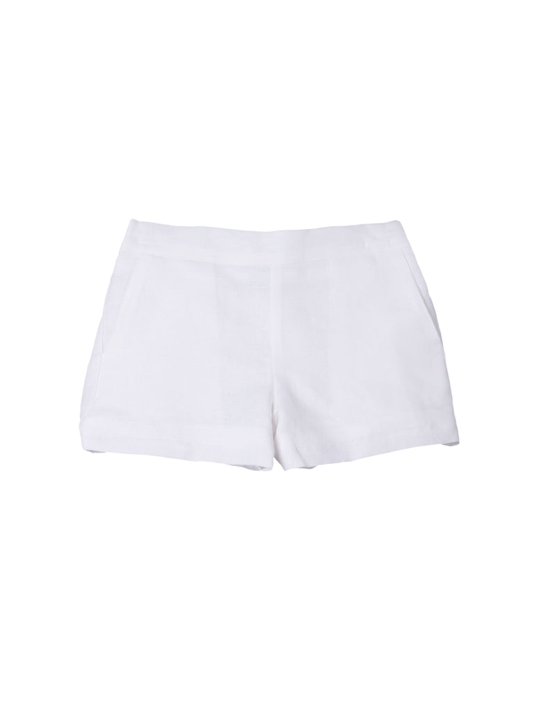 Short lino blanco