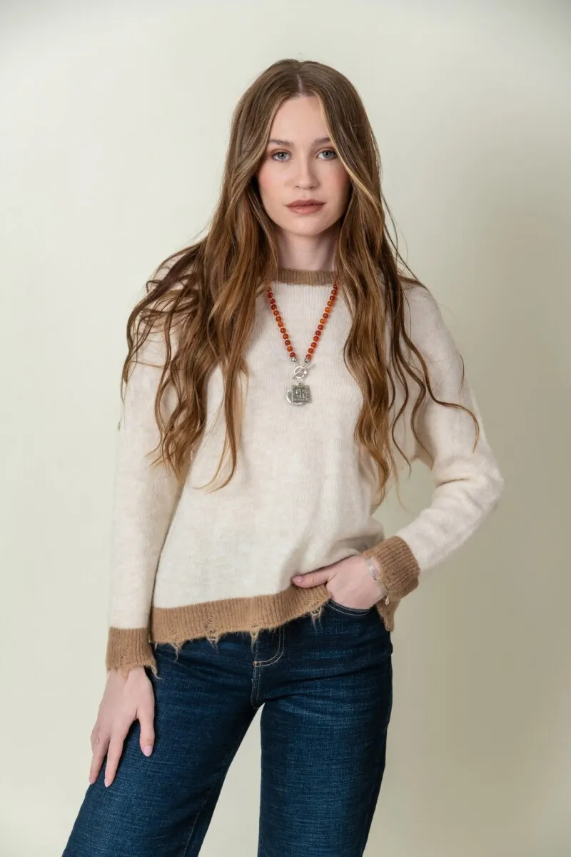 SWEATER LANA COMBINADO  CRUDO