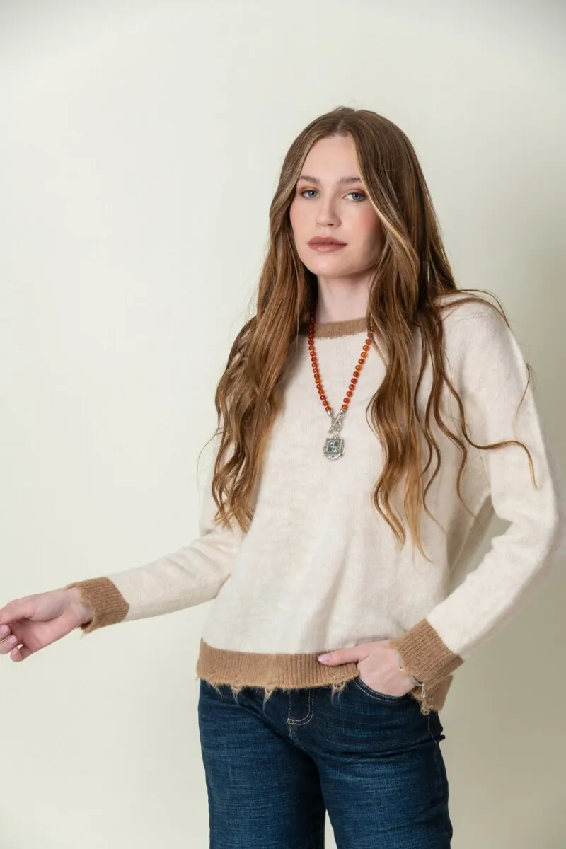 SWEATER LANA COMBINADO  CRUDO