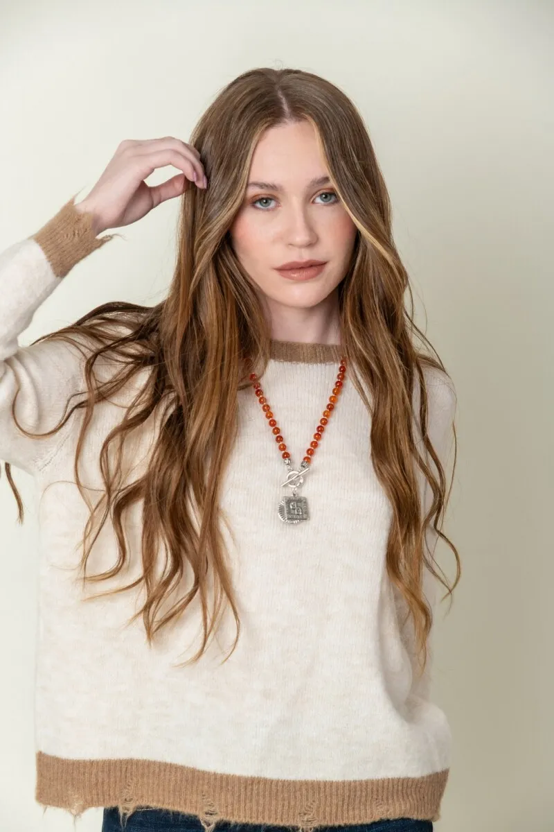 SWEATER LANA COMBINADO  CRUDO