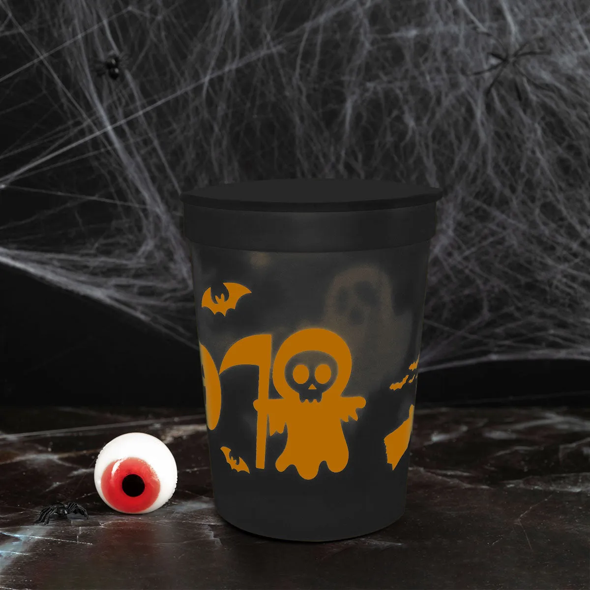 Vasos Color Negro con Diseo de Halloween