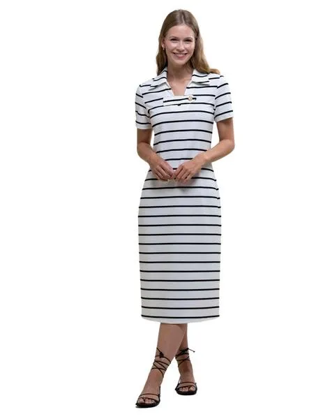 Vestido a rayas HONGO: Elegancia atemporal para mujeres modernas.