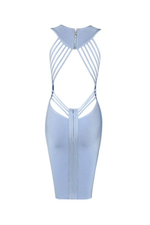 Vestido bandage azul cielo espalda cintas sexy