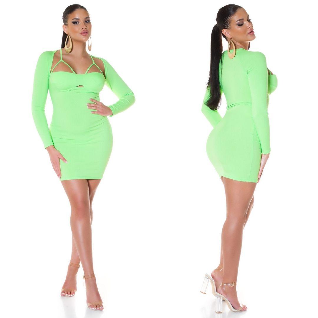 Vestido canalé con aberturas Color Neón