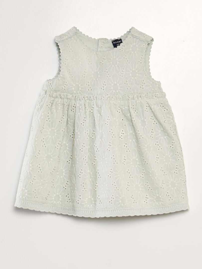 VESTIDO CON BORDADO INGLéS  AZUL