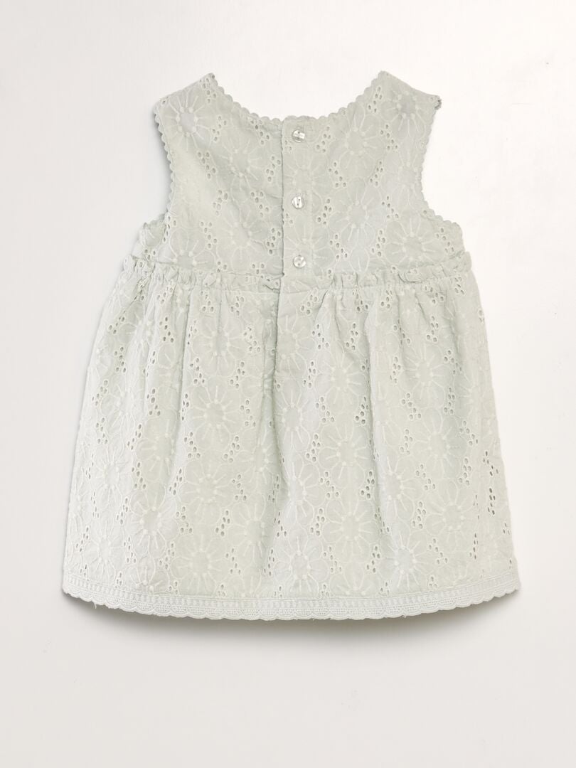 VESTIDO CON BORDADO INGLéS  AZUL