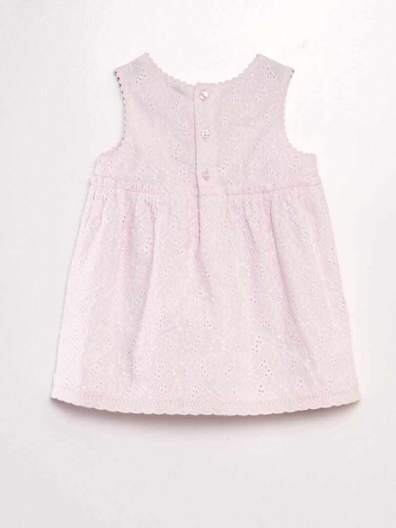 VESTIDO CON BORDADO INGLéS  ROSA