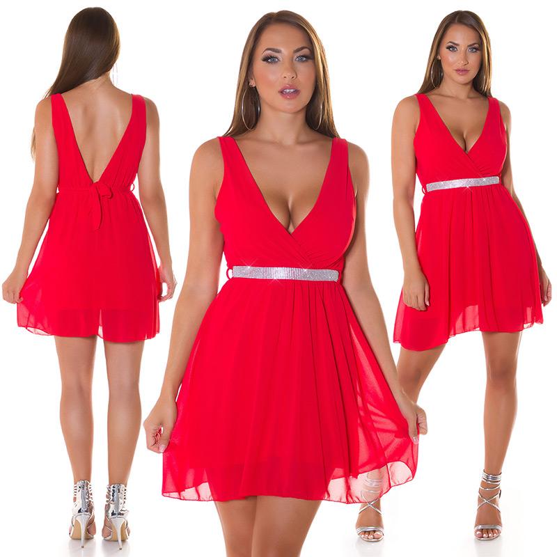 Vestido con pedrería fantasía rojo