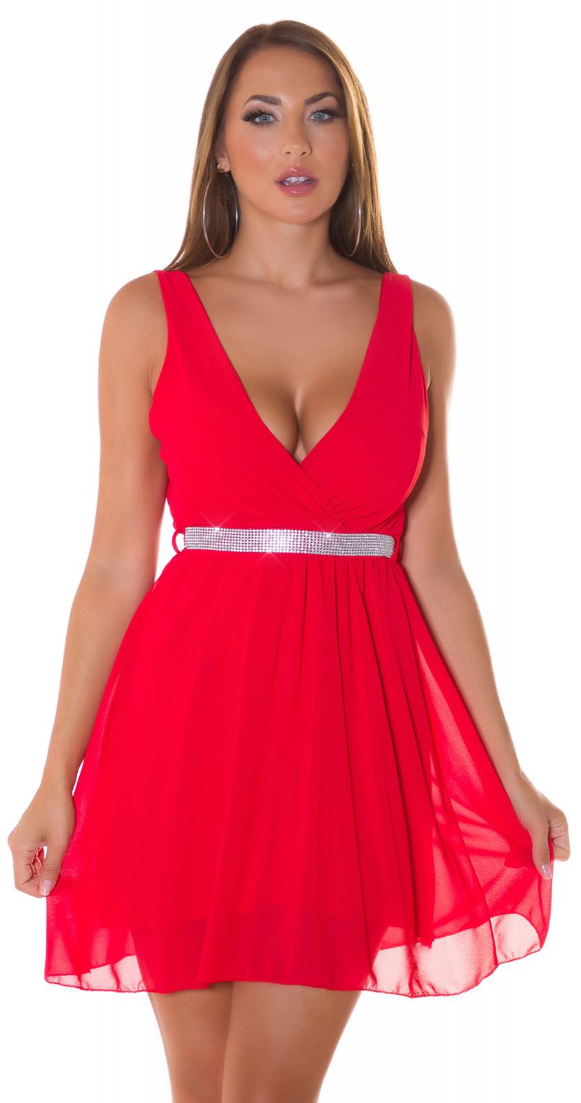 Vestido con pedrería fantasía rojo