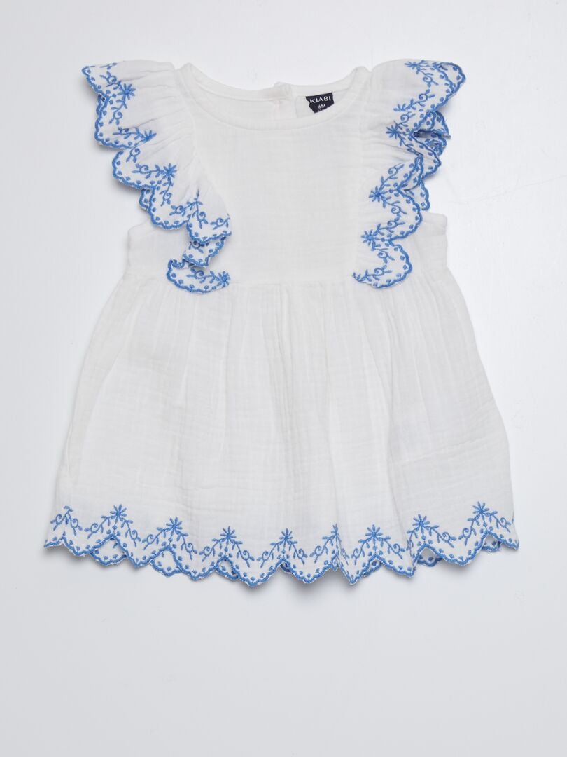 VESTIDO DE GASA DE ALGODóN  BLANCO