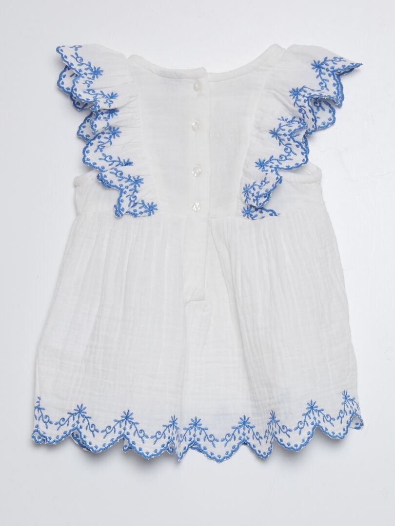 VESTIDO DE GASA DE ALGODóN  BLANCO