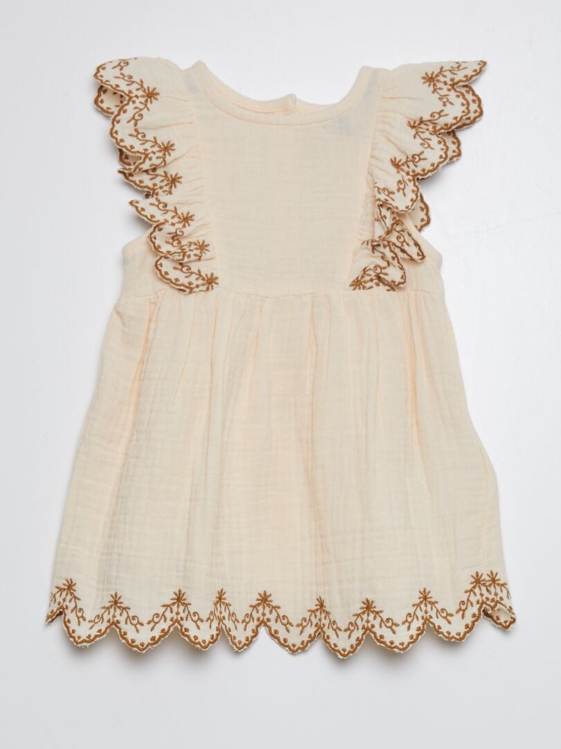 VESTIDO DE GASA DE ALGODóN  ROSA