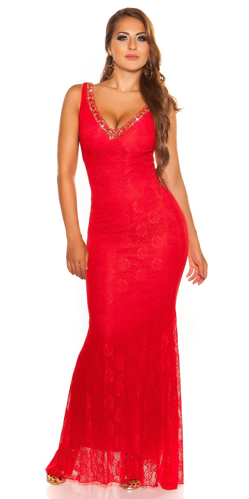 Vestido de noche rojo de alfombra roja