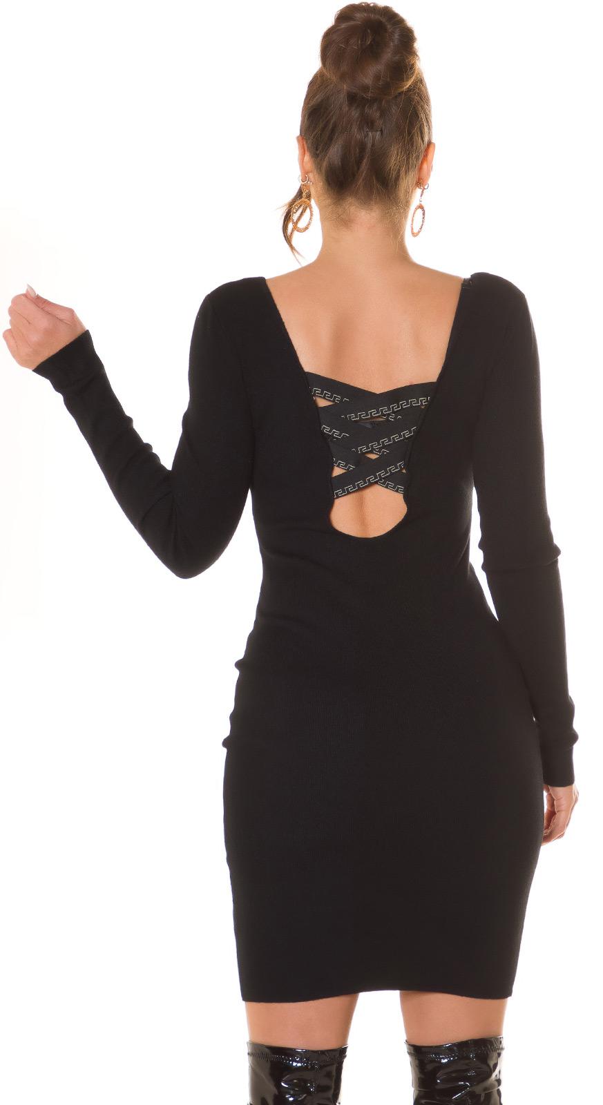Vestido de punto fino ajustado Negro